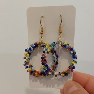 Colorful Beaded Hoop Earrings